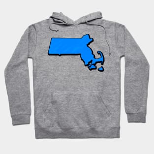 Bright Blue Massachusetts Outline Hoodie